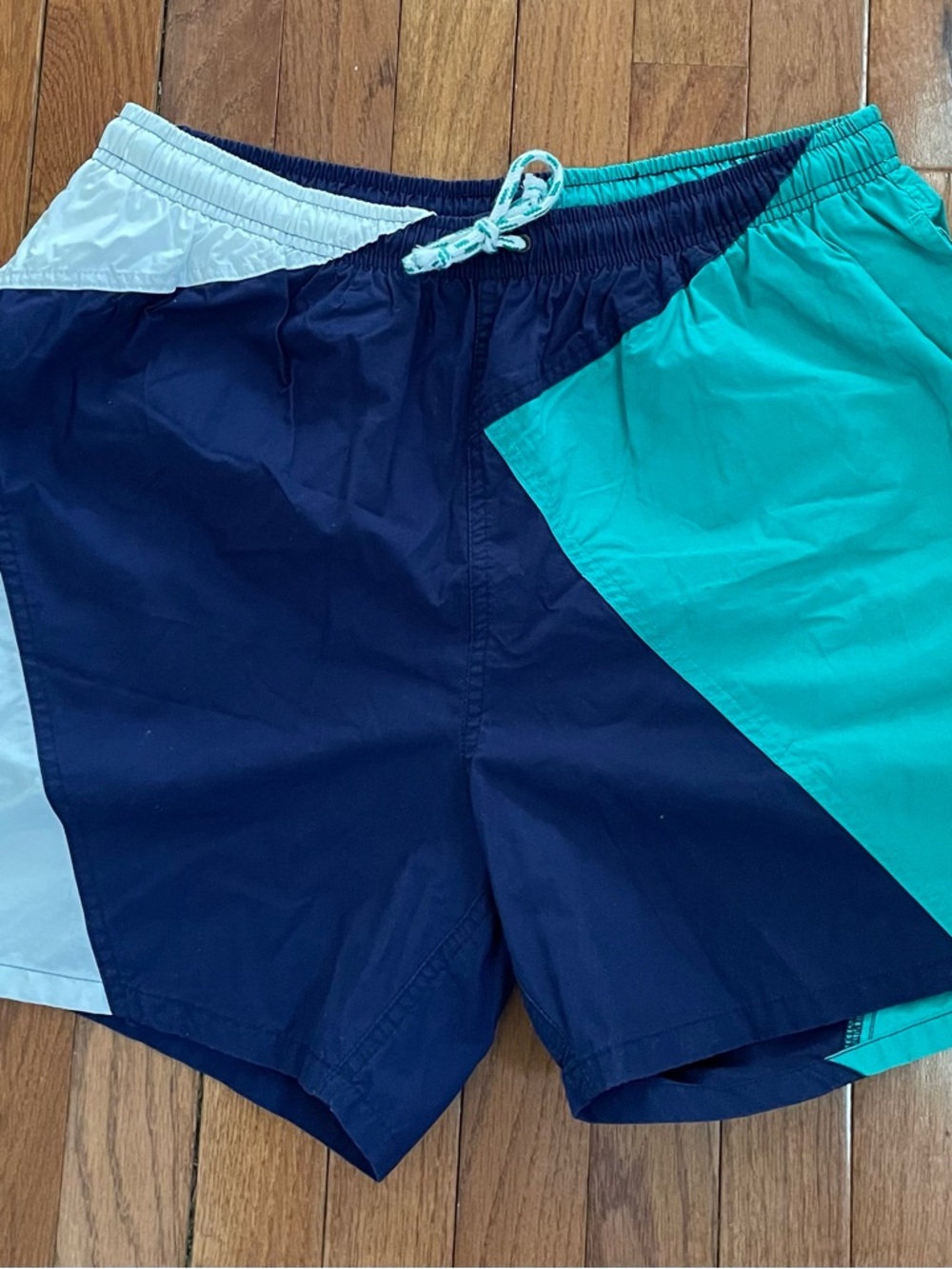 Y2K vintage Hobie Navy and Teal Colorblock Swim Shorts